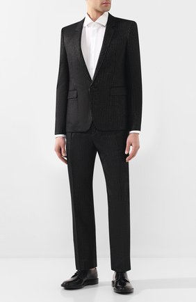 Мужской шерстяной пиджак SAINT LAURENT черного цвета по цене 181000 руб., арт. 600331/Y1A89 | Фото 2 Мужской шерстяной пиджак SAINT LAURENT черного цвета, арт. 600331/Y1A89 | Фото 2 (Длина (для топов): Стандартные; Рукава: Длинные; Материал подклада: Шелк; Материал внешний: Шерсть; 1-2-бортные: Однобортные; Пиджаки М: Приталенный; Случай: Вечерний; Стили: Классический)