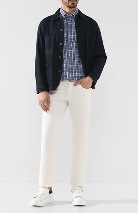 Мужская джинсовая куртка RRL синего цвета, арт. 782774909 | Фото 2 (Рукава: Длинные; Материал внешний: Хлопок, Деним; Длина (верхняя одежда): Короткие; Мужское Кросс-КТ: Верхняя одежда; Кросс-КТ: Куртка, Деним)