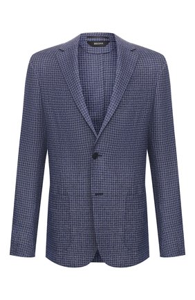 Мужской пиджак из смеси шерсти и льна Z ZEGNA синего цвета по цене 77900 руб., арт. 750733/1D7SG0 | Фото 1 Мужской пиджак из смеси шерсти и льна Z ZEGNA синего цвета, арт. 750733/1D7SG0 | Фото 1 (Длина (для топов): Стандартные; Материал внешний: Шерсть; Материал подклада: Вискоза; Рукава: Длинные; 1-2-бортные: Однобортные; Пиджаки М: Приталенный; Случай: Повседневный, Коктейльный; Стили: Кэжуэл)