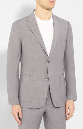 Мужской шерстяной костюм Z ZEGNA светло-серого цвета по цене 170500 руб., арт. 722882/2XPYGX | Фото 2 Мужской шерстяной костюм Z ZEGNA светло-серого цвета, арт. 722882/2XPYGX | Фото 2 (Материал подклада: Синтетический материал; Рукава: Длинные; Материал внешний: Шерсть; Костюмы М: Однобортный; Стили: Кэжуэл; Региональные ограничения белый список (Axapta Mercury): RU)