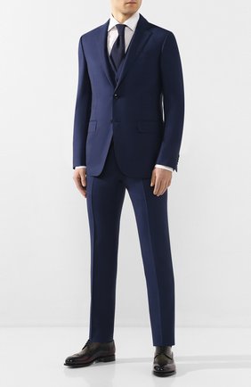 Мужской костюм-тройка из смеси шерсти и шелка ERMENEGILDO ZEGNA темно-синего цвета по цене 236500 руб., арт. 716563/321225 | Фото 1 Мужской костюм-тройка из смеси шерсти и шелка ERMENEGILDO ZEGNA темно-синего цвета, арт. 716563/321225 | Фото 1