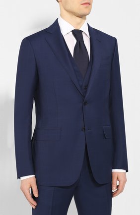 Мужской костюм-тройка из смеси шерсти и шелка ERMENEGILDO ZEGNA темно-синего цвета по цене 236500 руб., арт. 716563/321225 | Фото 2 Мужской костюм-тройка из смеси шерсти и шелка ERMENEGILDO ZEGNA темно-синего цвета, арт. 716563/321225 | Фото 2