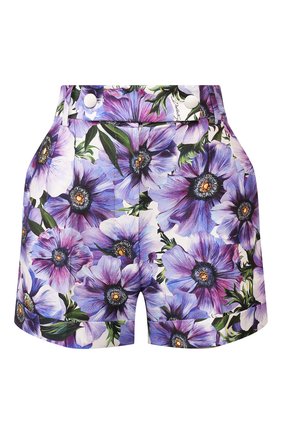 Женские шорты из смеси хлопка и шелка DOLCE & GABBANA сиреневого цвета по цене 56750 руб., арт. FTBPZT/HSM2W | Фото 1 Женские шорты из смеси хлопка и шелка DOLCE & GABBANA сиреневого цвета, арт. FTBPZT/HSM2W | Фото 1