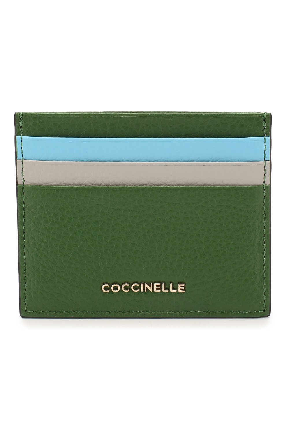 Женский кожаный футляр для кредитных карт COCCINELLE зеленого цвета, арт. E2 FW5 12 95 01 | Фото 1 (Материал: Натуральная кожа)