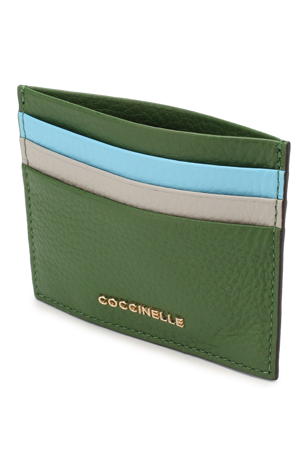 Женский кожаный футляр для кредитных карт COCCINELLE зеленого цвета, арт. E2 FW5 12 95 01 | Фото 3 (Материал: Натуральная кожа)