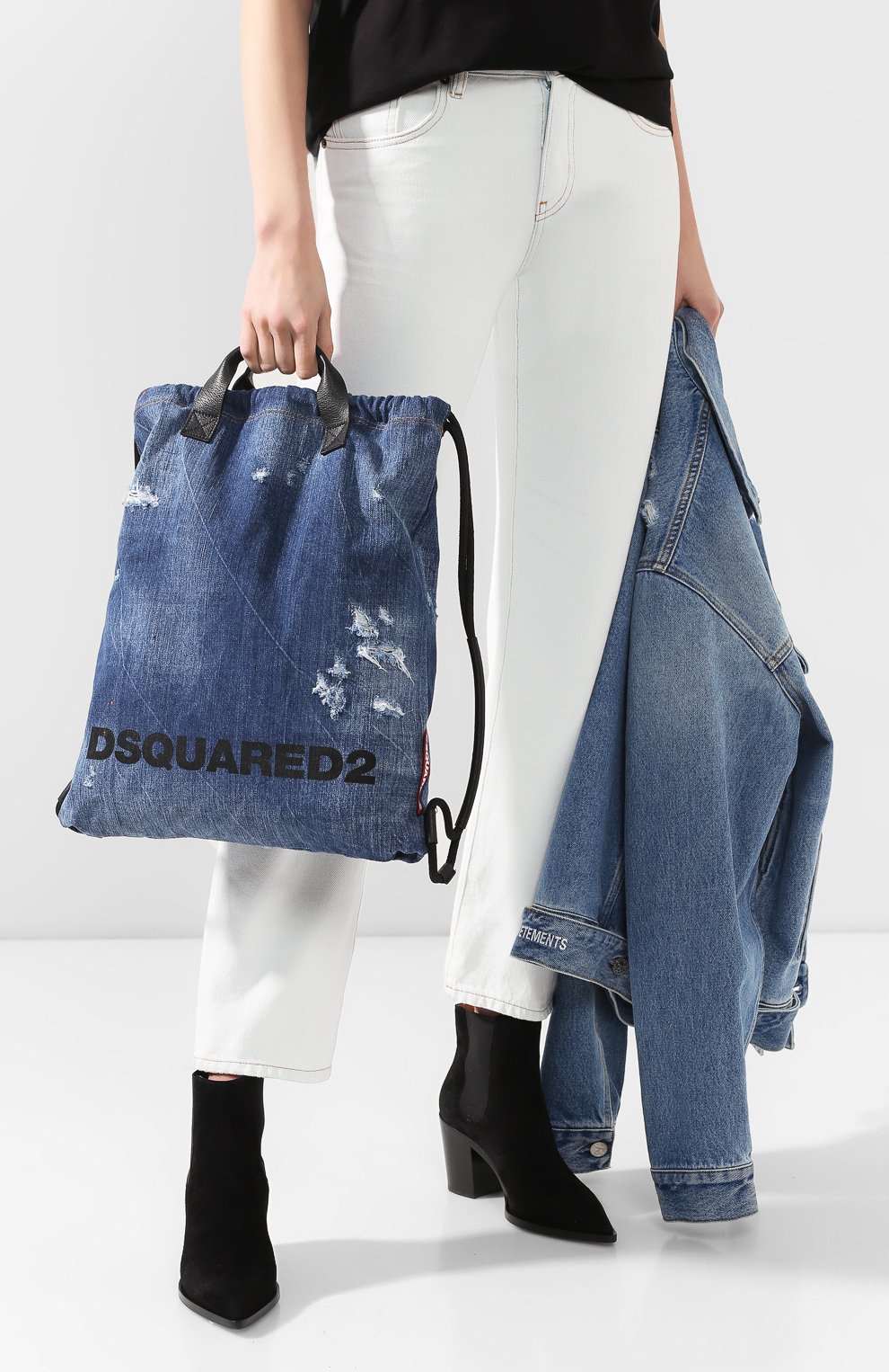 Женский рюкзак DSQUARED2 синего цвета по цене 48000 руб., арт. BPW0010 10102582 | Фото 2 Женский рюкзак DSQUARED2 синего цвета, арт. BPW0010 10102582 | Фото 2