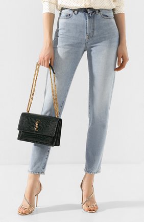 Женская сумка sunset medium SAINT LAURENT темно-зеленого цвета по цене 148000 руб., арт. 442906/DND0J | Фото 2 Женская сумка sunset medium SAINT LAURENT темно-зеленого цвета, арт. 442906/DND0J | Фото 2
