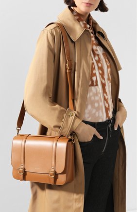 Женская сумка schoolbag SAINT LAURENT коричневого цвета по цене 119500 руб., арт. 591542/1N20W | Фото 2 Женская сумка schoolbag SAINT LAURENT коричневого цвета, арт. 591542/1N20W | Фото 2