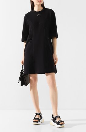 Женское хлопковое платье OFF-WHITE черного цвета по цене 35400 руб., арт. 0WDB222R20H840951001 | Фото 2 Женское хлопковое платье OFF-WHITE черного цвета, арт. 0WDB222R20H840951001 | Фото 2