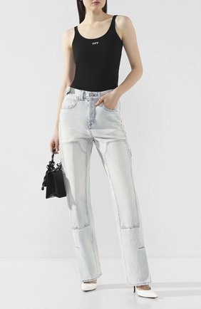 Женские джинсы OFF-WHITE голубого цвета по цене 49550 руб., арт. 0WYA017R207730687100 | Фото 2 Женские джинсы OFF-WHITE голубого цвета, арт. 0WYA017R207730687100 | Фото 2