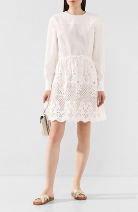 Женское хлопковое платье SEE BY CHLOÉ белого цвета по цене 35700 руб., арт. CHS20SR009022 | Фото 2 Женское хлопковое платье SEE BY CHLOÉ белого цвета, арт. CHS20SR009022 | Фото 2