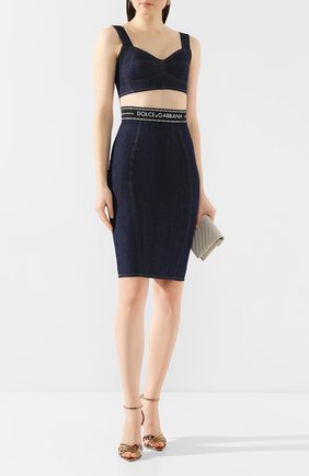 Женский джинсовый топ DOLCE & GABBANA темно-синего цвета по цене 43550 руб., арт. F7Y28D/G899T | Фото 2 Женский джинсовый топ DOLCE & GABBANA темно-синего цвета, арт. F7Y28D/G899T | Фото 2