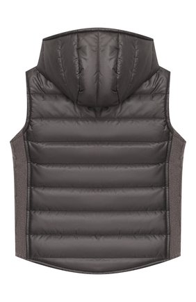Детский двусторонний жилет с капюшоном GIORGETTI CASHMERE серого цвета по цене 23300 руб., арт. MB1370/2A-6A | Фото 2 Детский двусторонний жилет с капюшоном GIORGETTI CASHMERE серого цвета, арт. MB1370/2A-6A | Фото 2