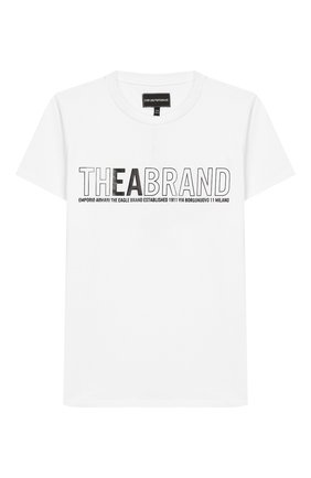 Детская хлопковая футболка EMPORIO ARMANI белого цвета по цене 4645 руб., арт. 3H4T91/1J0AZ | Фото 1 Детская хлопковая футболка EMPORIO ARMANI белого цвета, арт. 3H4T91/1J0AZ | Фото 1