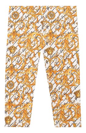 Детские хлопковые леггинсы VERSACE золотого цвета по цене 8975 руб., арт. YA000089/A233329 | Фото 2 Детские хлопковые леггинсы VERSACE золотого цвета, арт. YA000089/A233329 | Фото 2