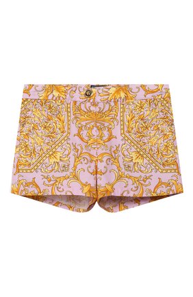 Детские хлопковые шорты VERSACE розового цвета по цене 13550 руб., арт. YA000131/A232779 | Фото 1 Детские хлопковые шорты VERSACE розового цвета, арт. YA000131/A232779 | Фото 1