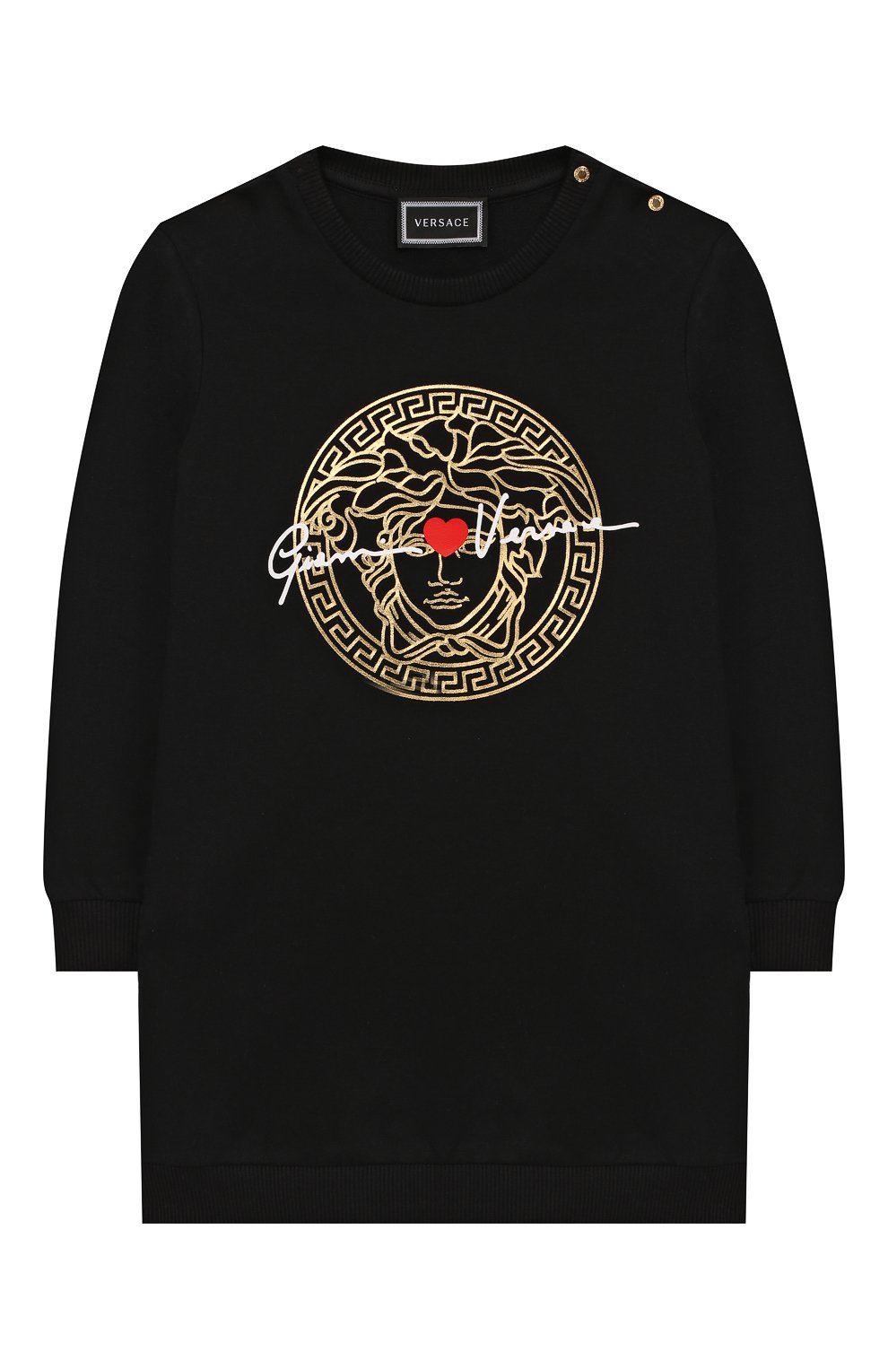Женский хлопковое платье VERSACE черного цвета, арт. YA000143/YA00077 | Фото 1