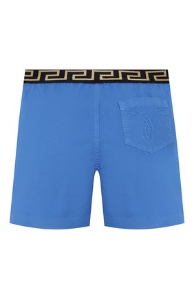 Детские хлопковые шорты VERSACE голубого цвета по цене 12850 руб., арт. YB000101/A233747 | Фото 2 Детские хлопковые шорты VERSACE голубого цвета, арт. YB000101/A233747 | Фото 2