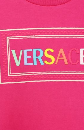 Детский хлопковый свитшот VERSACE фуксия цвета по цене 13550 руб., арт. YB000133/YA00077 | Фото 3 Детский хлопковый свитшот VERSACE фуксия цвета, арт. YB000133/YA00077 | Фото 3