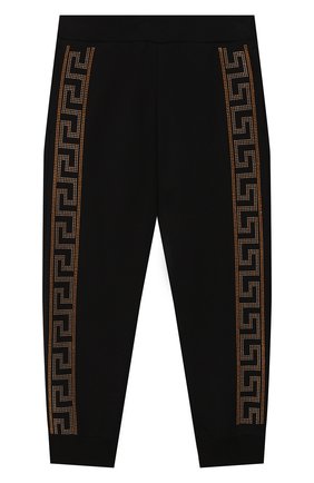 Детского хлопковые джоггеры VERSACE черного цвета по цене 19150 руб., арт. YC000287/YA00078/4A-6A | Фото 1 Детского хлопковые джоггеры VERSACE черного цвета, арт. YC000287/YA00078/4A-6A | Фото 1