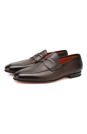 Мужские кожаные пенни-лоферы SANTONI темно-коричневого цвета по цене 63850 руб., арт. MCNC15609SA3EGATT50 | Фото 1 Мужские кожаные пенни-лоферы SANTONI темно-коричневого цвета, арт. MCNC15609SA3EGATT50 | Фото 1