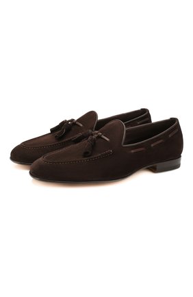 Мужские замшевые лоферы SANTONI темно-коричневого цвета по цене 46700 руб., арт. MCNC13904LA3SR0VT50 | Фото 1 Мужские замшевые лоферы SANTONI темно-коричневого цвета, арт. MCNC13904LA3SR0VT50 | Фото 1
