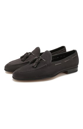 Мужские замшевые лоферы SANTONI серого цвета по цене 46700 руб., арт. MCNC13904LA3SR0VG56 | Фото 1 Мужские замшевые лоферы SANTONI серого цвета, арт. MCNC13904LA3SR0VG56 | Фото 1