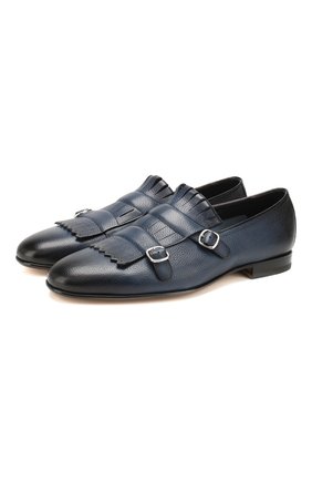 Мужские кожаные монки SANTONI темно-синего цвета по цене 51700 руб., арт. MCNC13663LA3SDPSU49 | Фото 1 Мужские кожаные монки SANTONI темно-синего цвета, арт. MCNC13663LA3SDPSU49 | Фото 1