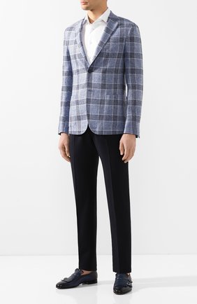 Мужские кожаные монки SANTONI темно-синего цвета по цене 51700 руб., арт. MCNC13663LA3SDPSU49 | Фото 2 Мужские кожаные монки SANTONI темно-синего цвета, арт. MCNC13663LA3SDPSU49 | Фото 2