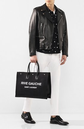 Мужская текстильная сумка-тоут rive gauche SAINT LAURENT черно-белого цвета по цене 75700 руб., арт. 509415/HZP5D | Фото 2 Мужская текстильная сумка-тоут rive gauche SAINT LAURENT черно-белого цвета, арт. 509415/HZP5D | Фото 2