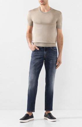 Мужские кожаные слипоны BOTTEGA VENETA темно-синего цвета по цене 47400 руб., арт. 608751/VT031 | Фото 2 Мужские кожаные слипоны BOTTEGA VENETA темно-синего цвета, арт. 608751/VT031 | Фото 2