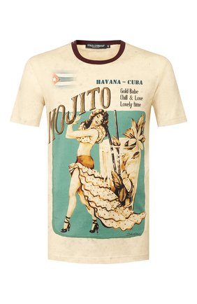 Мужская хлопковая футболка DOLCE & GABBANA бежевого цвета по цене 34950 руб., арт. G8KBAT/FI7VH | Фото 1 Мужская хлопковая футболка DOLCE & GABBANA бежевого цвета, арт. G8KBAT/FI7VH | Фото 1