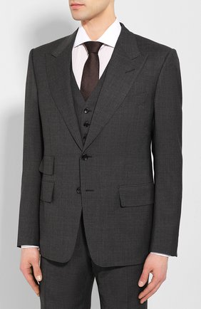 Мужской шерстяной костюм-тройка TOM FORD серого цвета по цене 337500 руб., арт. 711R16/31AL41 | Фото 2 Мужской шерстяной костюм-тройка TOM FORD серого цвета, арт. 711R16/31AL41 | Фото 2
