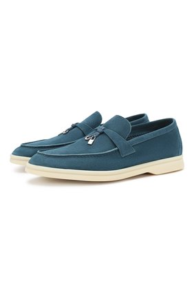 Женские замшевые лоферы summer charms walk LORO PIANA голубого цвета по цене 51200 руб., арт. FAE5444 | Фото 1 Женские замшевые лоферы summer charms walk LORO PIANA голубого цвета, арт. FAE5444 | Фото 1