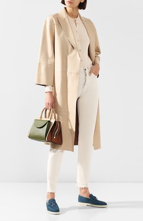 Женские замшевые лоферы summer charms walk LORO PIANA голубого цвета по цене 51200 руб., арт. FAE5444 | Фото 2 Женские замшевые лоферы summer charms walk LORO PIANA голубого цвета, арт. FAE5444 | Фото 2