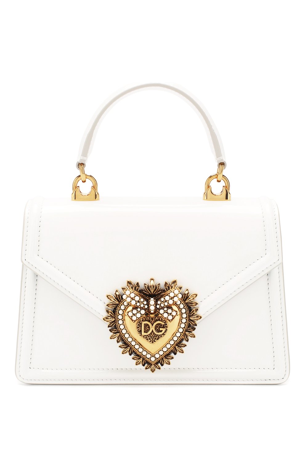 Женская сумка devotion small DOLCE & GABBANA белого цвета, арт. BB6711/A1037 | Фото 1 (Женское Кросс-КТ: Вечерняя сумка; Сумки-технические: Сумки через плечо, Сумки top-handle; Материал: Натуральная кожа; Ремень/цепочка: На ремешке; Размер: small)