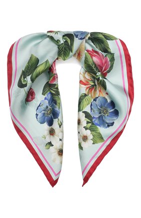 Женский шелковый платок DOLCE & GABBANA голубого цвета по цене 12700 руб., арт. FN093R/GDS50 | Фото 1 Женский шелковый платок DOLCE & GABBANA голубого цвета, арт. FN093R/GDS50 | Фото 1