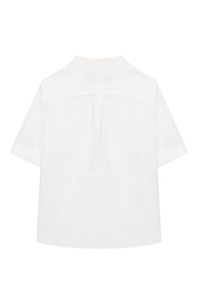 Детская льняная рубашка LORO PIANA белого цвета, арт. FAI9682 | Фото 2 (Рукава: Короткие; Принт: Без принта; Материал внешний: Лен; Случай: Повседневный; Региональные ограничения белый список (Axapta Mercury): RU)