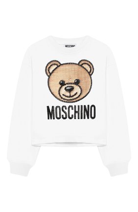 Детский хлопковый свитшот MOSCHINO KID белого цвета по цене 8370 руб., арт. HDF02G/LDA12/4A-8A | Фото 1 Детский хлопковый свитшот MOSCHINO KID белого цвета, арт. HDF02G/LDA12/4A-8A | Фото 1
