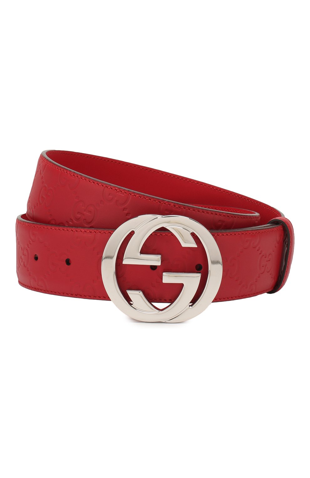 Мужской кожаный ремень signature GUCCI красного цвета, арт. 411924/CWC1N | Фото 1