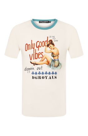 Мужская хлопковая футболка DOLCE & GABBANA кремвого цвета по цене 34950 руб., арт. G8KBAT/FI7VJ | Фото 1 Мужская хлопковая футболка DOLCE & GABBANA кремвого цвета, арт. G8KBAT/FI7VJ | Фото 1