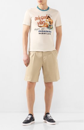 Мужская хлопковая футболка DOLCE & GABBANA кремвого цвета по цене 34950 руб., арт. G8KBAT/FI7VJ | Фото 2 Мужская хлопковая футболка DOLCE & GABBANA кремвого цвета, арт. G8KBAT/FI7VJ | Фото 2