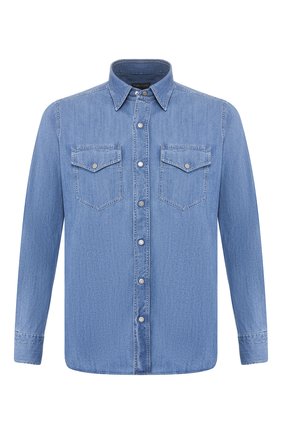 Мужская джинсовая рубашка TOM FORD голубого цвета по цене 38100 руб., арт. 7FT420/94U2HE | Фото 1 Мужская джинсовая рубашка TOM FORD голубого цвета, арт. 7FT420/94U2HE | Фото 1