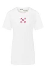 Женская хлопковая футболка OFF-WHITE белого цвета, арт. 0WAA049R20B071000128 | Фото 1 (Рукава: Короткие; Длина (для топов): Стандартные; Принт: С принтом; Материал внешний: Хлопок; Женское Кросс-КТ: Футболка-одежда; Статус проверки: Проверена категория)