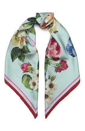 Женский шелковый платок DOLCE & GABBANA голубого цвета по цене 26100 руб., арт. FN090R/GDS51 | Фото 1 Женский шелковый платок DOLCE & GABBANA голубого цвета, арт. FN090R/GDS51 | Фото 1