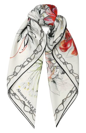 Женский шелковый платок ALEXANDER MCQUEEN белого цвета по цене 21650 руб., арт. 621799/3001Q | Фото 1 Женский шелковый платок ALEXANDER MCQUEEN белого цвета, арт. 621799/3001Q | Фото 1