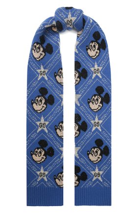 Мужской шерстяной шарф disney x gucci GUCCI синего цвета по цене 37300 руб., арт. 604095/4GA58 | Фото 1 Мужской шерстяной шарф disney x gucci GUCCI синего цвета, арт. 604095/4GA58 | Фото 1