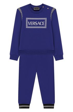 Детский комплект из свитшота и брюк VERSACE синего цвета по цене 19350 руб., арт. YB000118/YA00077 | Фото 1 Детский комплект из свитшота и брюк VERSACE синего цвета, арт. YB000118/YA00077 | Фото 1