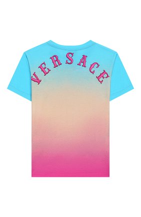 Детская хлопковая футболка VERSACE разноцветного цвета по цене 15500 руб., арт. YC000249/A232865/4A-6A | Фото 2 Детская хлопковая футболка VERSACE разноцветного цвета, арт. YC000249/A232865/4A-6A | Фото 2 (Рукава: Короткие; Материал внешний: Хлопок; Девочки Кросс-КТ: футболка-одежда; Ростовка одежда: 6 лет | 116 см)