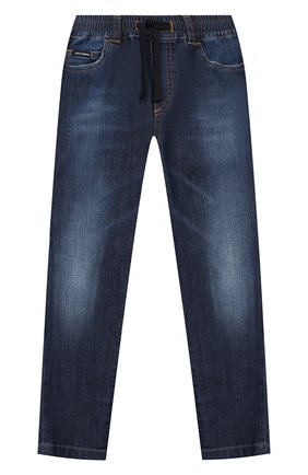 Детские джинсы DOLCE & GABBANA темно-синего цвета, арт. L43P30/LD878/2-6 | Фото 1 (Материал внешний: Хлопок; Детали: На резинке; Региональные ограничения белый список (Axapta Mercury): RU)